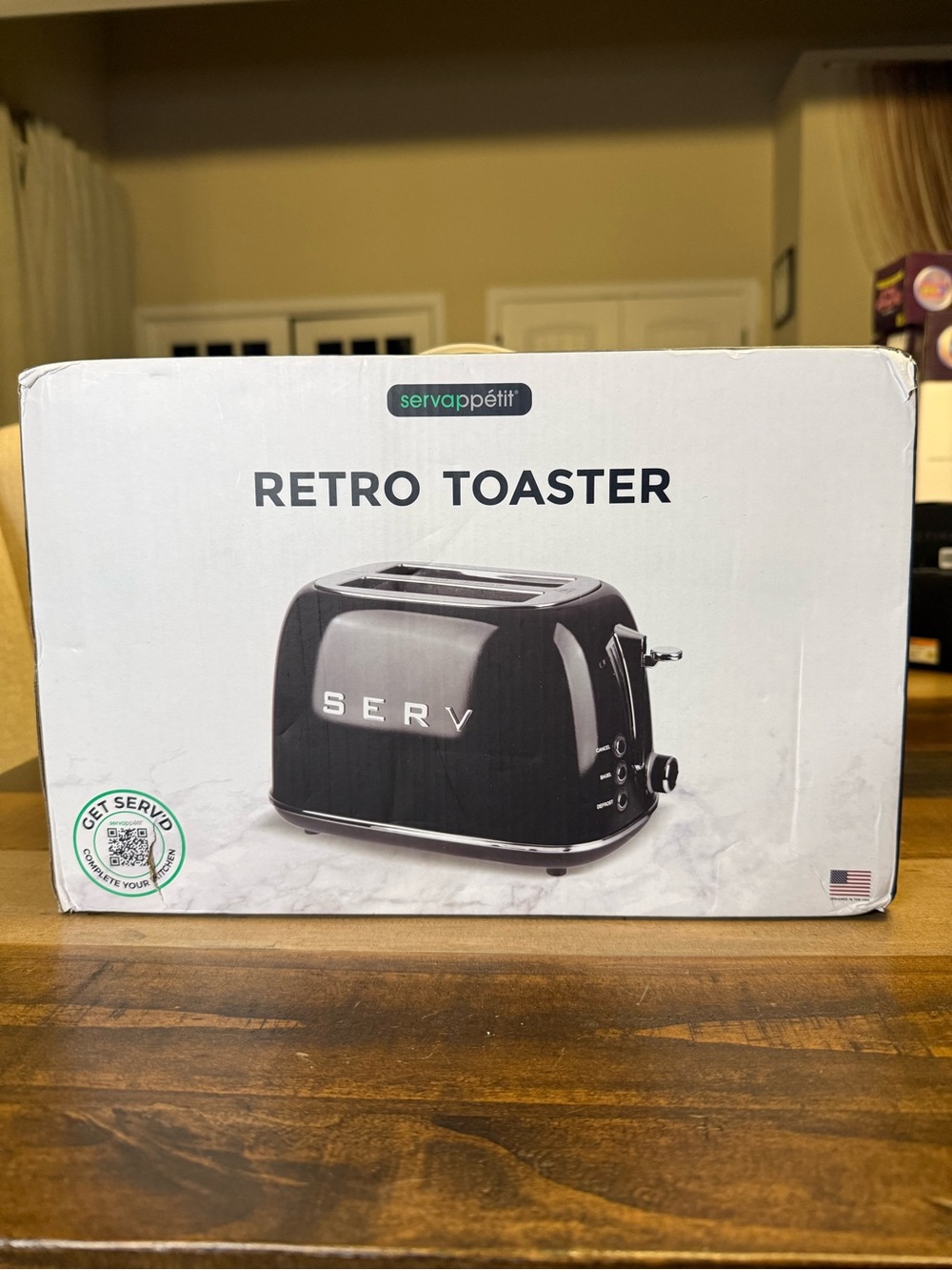 servappétit SERV Retro 2-Slice Toaster 850W Black Reheat Defrost Cancel